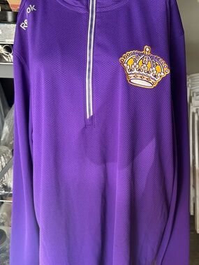 Los Angeles Kings NHL Reebok PlayDry Purple 1/4 Zip Windshirt Men's X-Large new